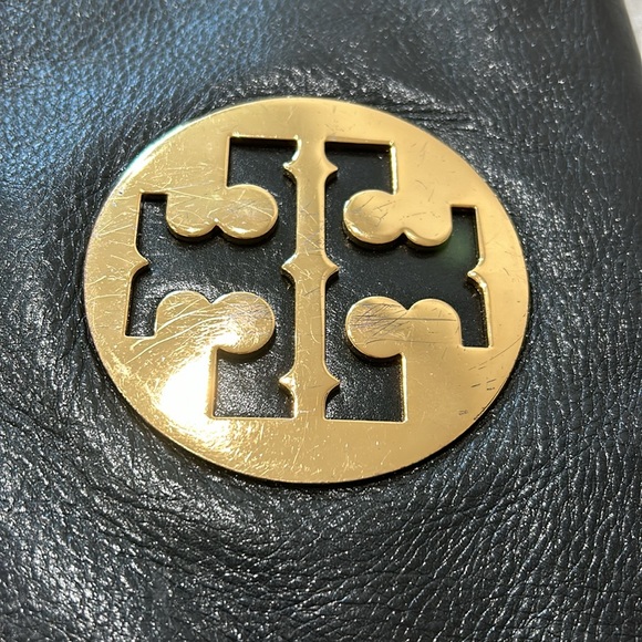 Tory Burch Black Leather Clutch with Gold Accents - Picture 3 of 9